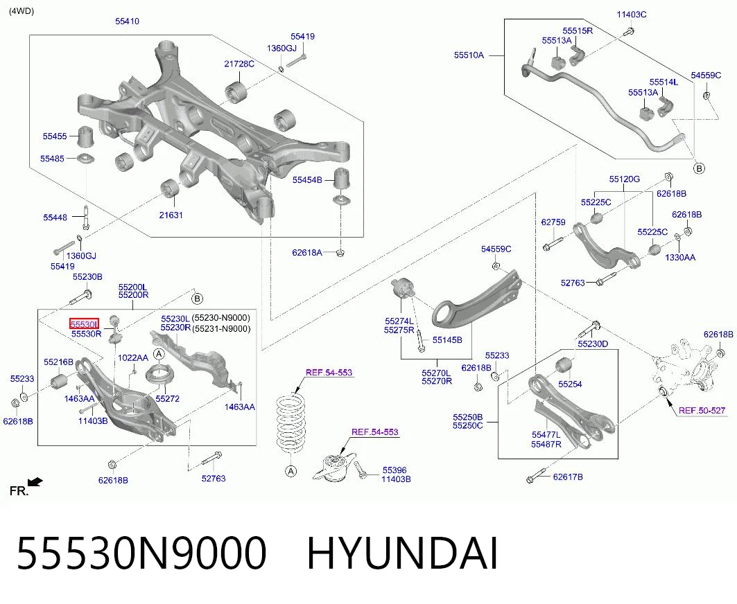 55530N9000 Hyundai/Kia Стойка стабилизатора задняя левая