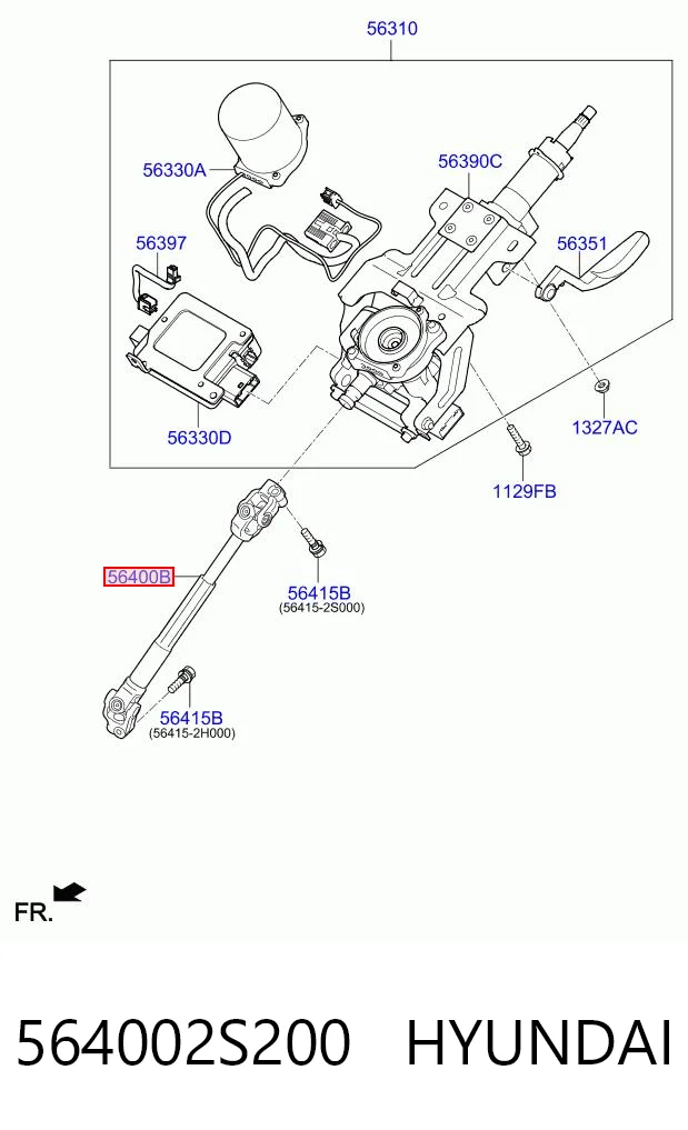 564002S200 Hyundai/Kia Вал рулевой колонки, нижний