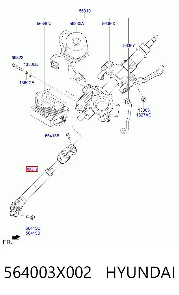 564003X002 Hyundai/Kia Вал рулевой колонки, нижний