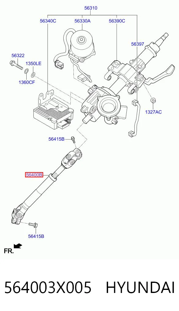 564003X005 Hyundai/Kia Вал рулевой колонки, нижний