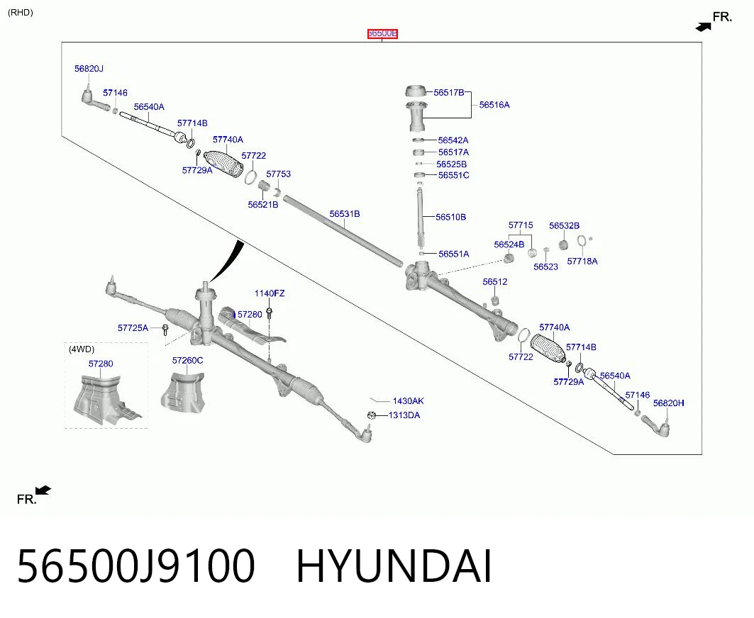 Реечный рулевой механизм Hyundai KONA внедорожник (OS) (2017 - 2024) цена, от 154.76 USD