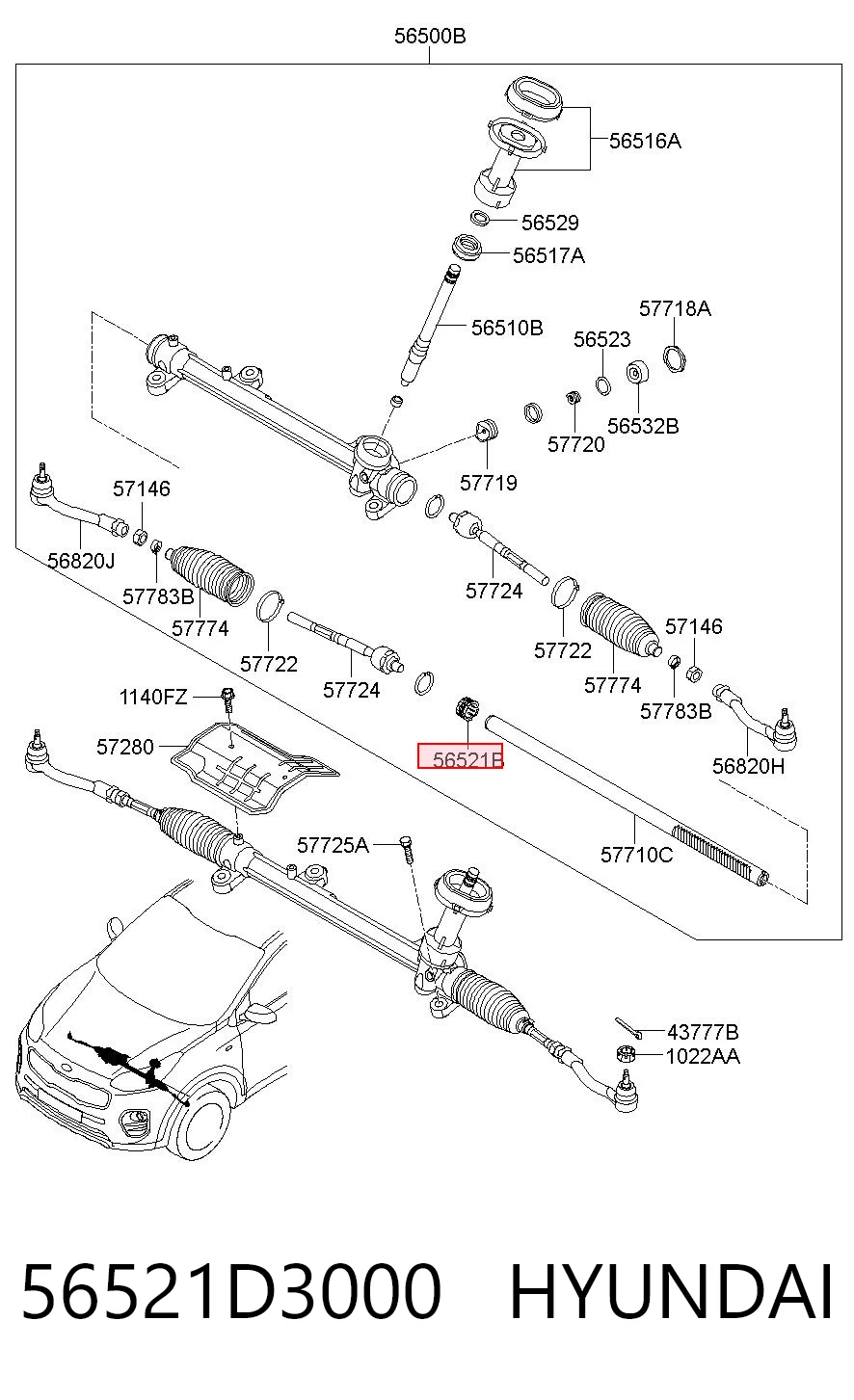 56521D3000 Hyundai/Kia Втулка вала рулевой рейки