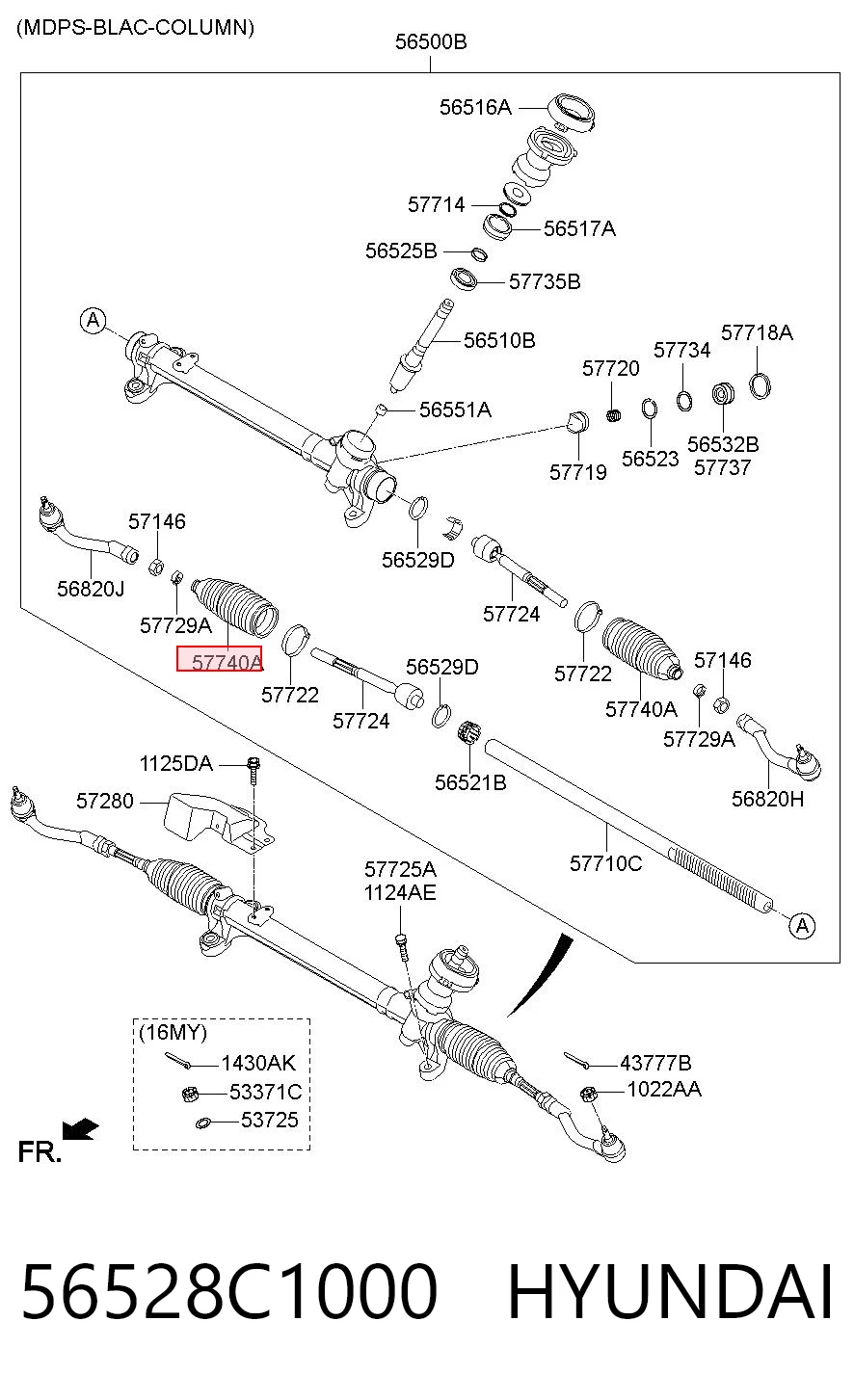 56528C1000 Hyundai/Kia Пыльник рулевой тяги
