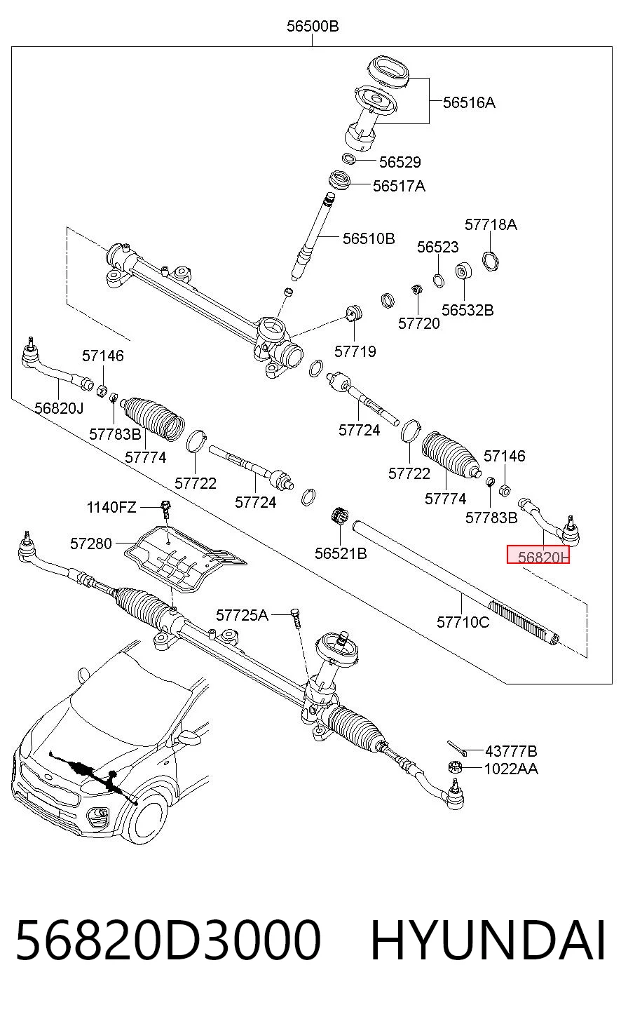 56820D3000 Hyundai/Kia Наружный наконечник рулевой тяги