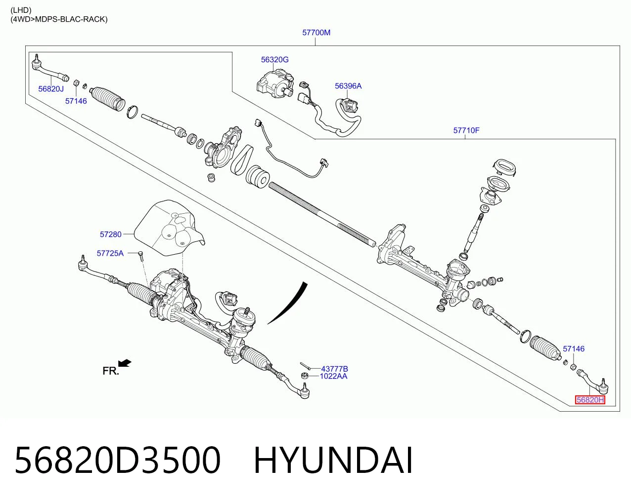 56820D3500 Hyundai/Kia Наружный наконечник рулевой тяги