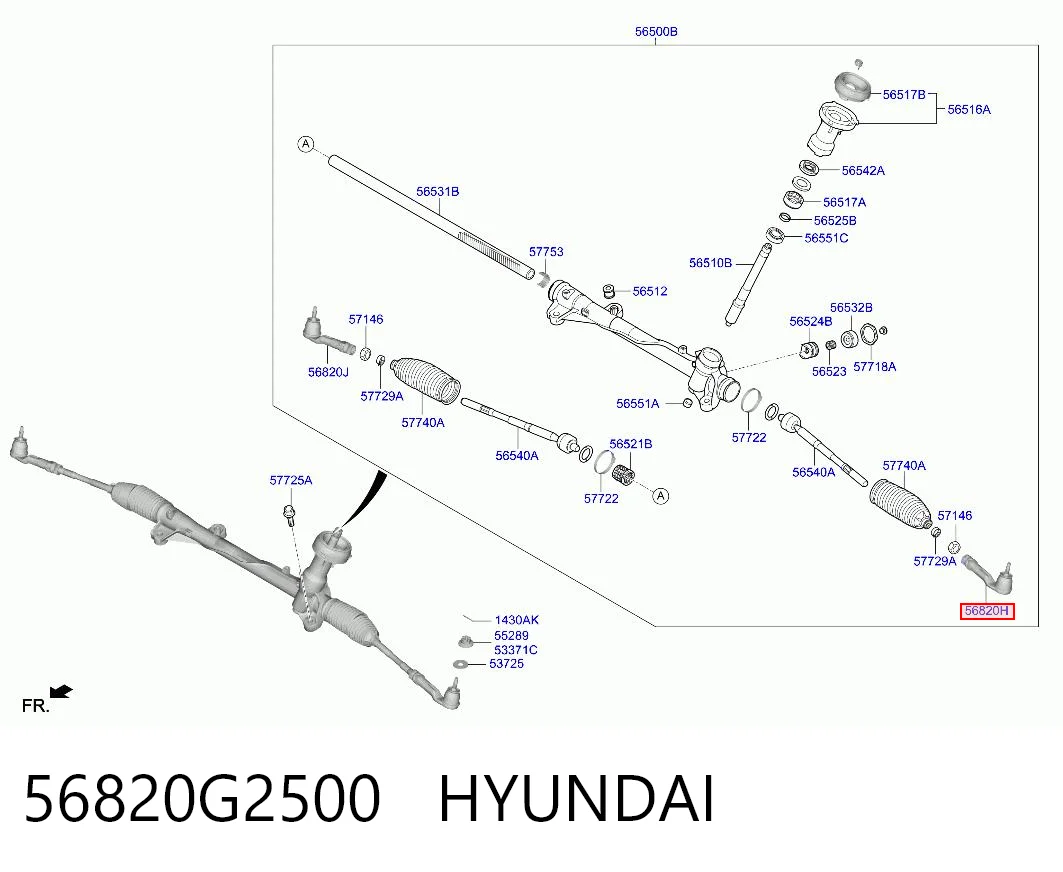 56820G2500 Hyundai/Kia Наружный наконечник рулевой тяги
