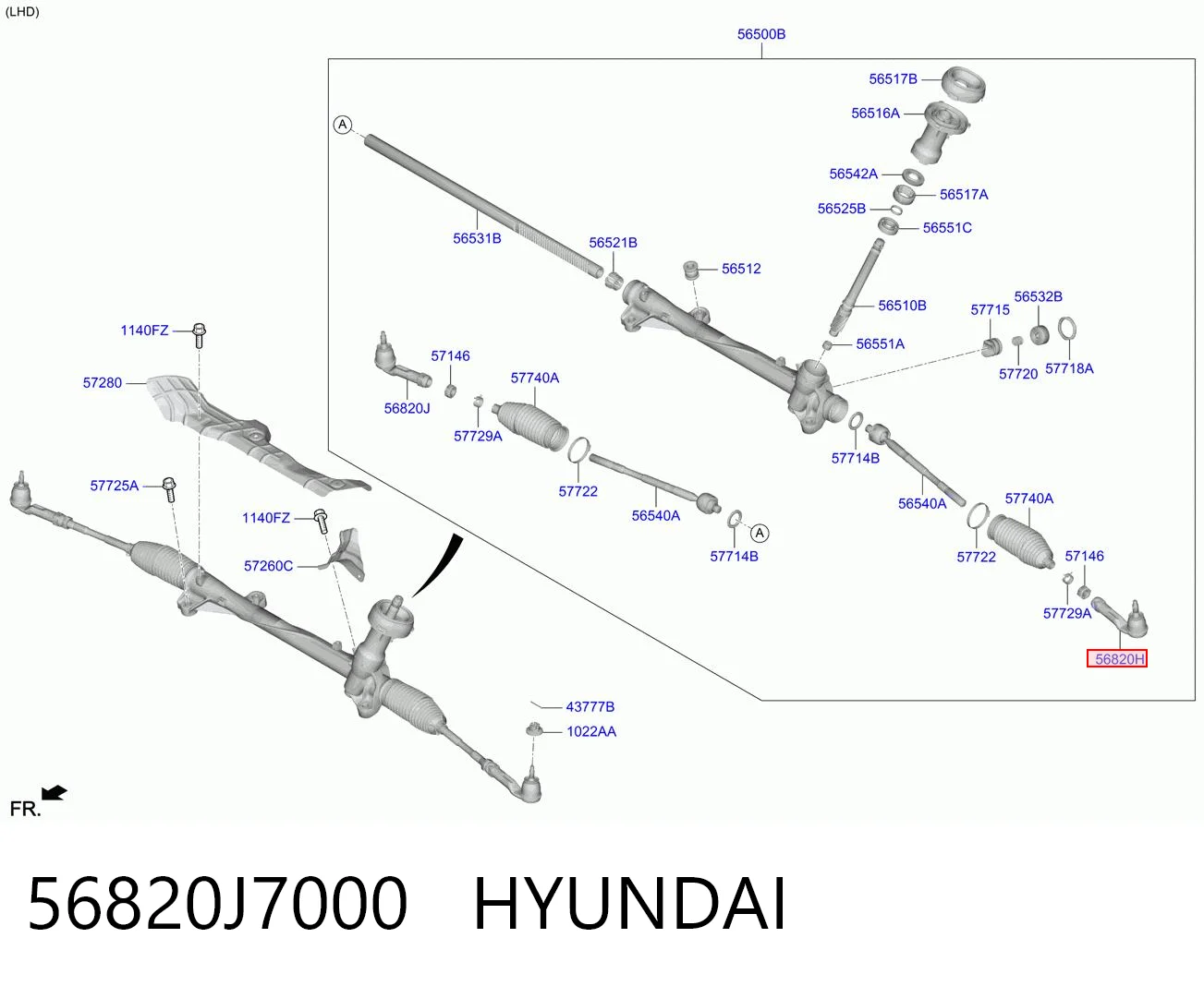 56820J7000 Hyundai/Kia Наружный наконечник рулевой тяги
