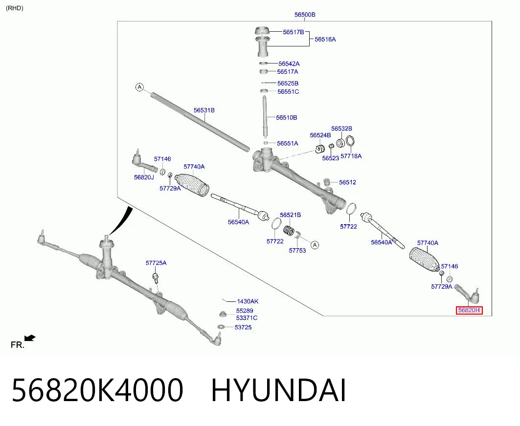 56820K4000 Hyundai/Kia Наружный наконечник рулевой тяги