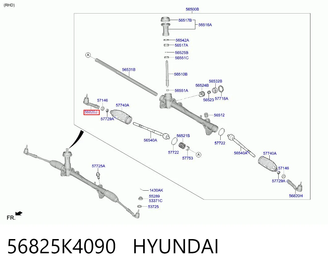 56825K4090 Hyundai/Kia Наружный наконечник рулевой тяги
