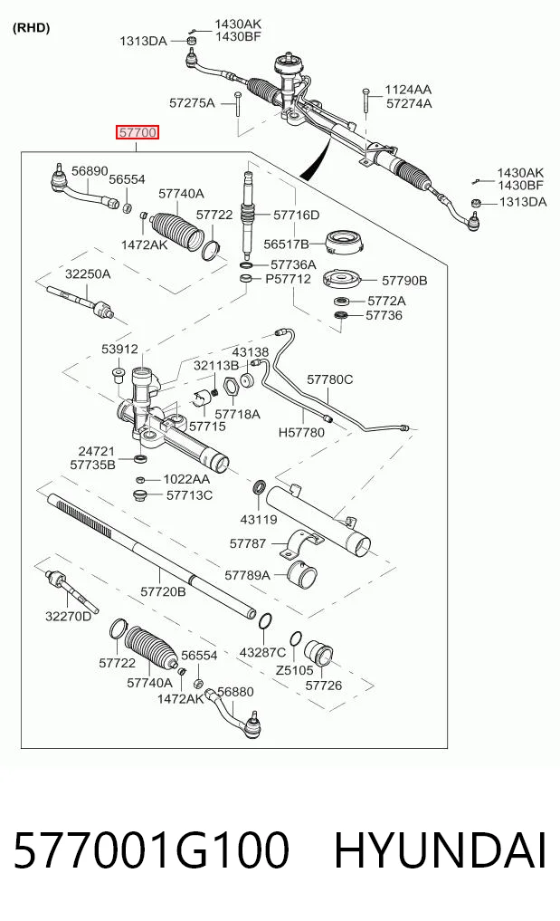 577001G100 Hyundai/Kia Управление рулевое в сборе