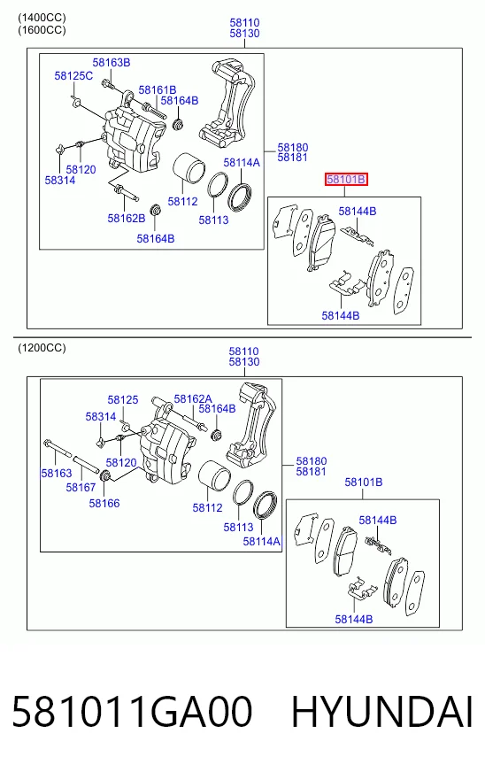 581011GA00 Hyundai/Kia Колодки передние