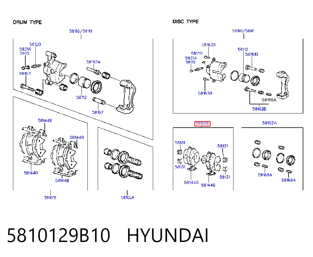 5810129B10 Hyundai/Kia Колодки передние