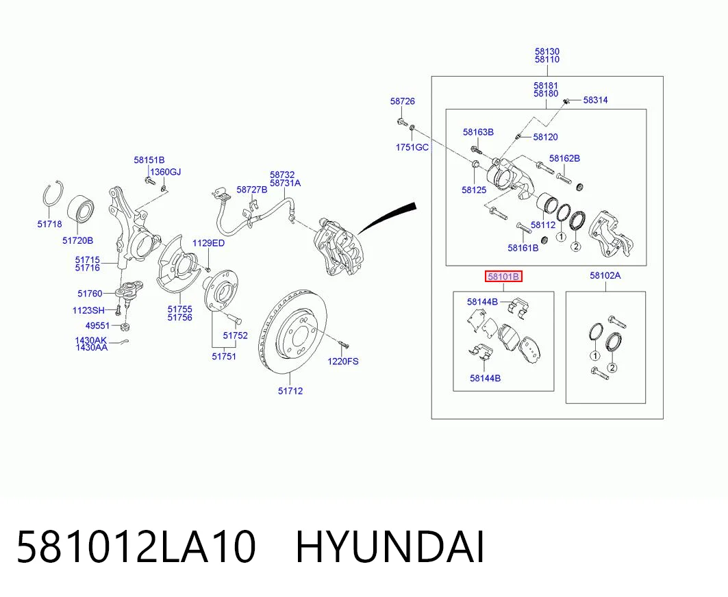 581012LA10 Hyundai/Kia Колодки передние