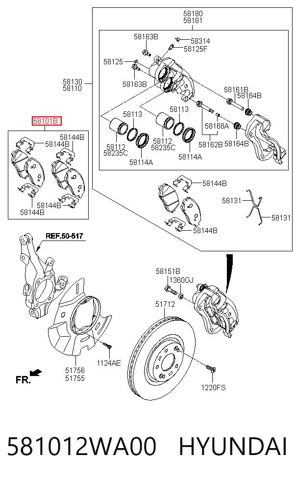 581012WA00 Hyundai/Kia Колодки передние