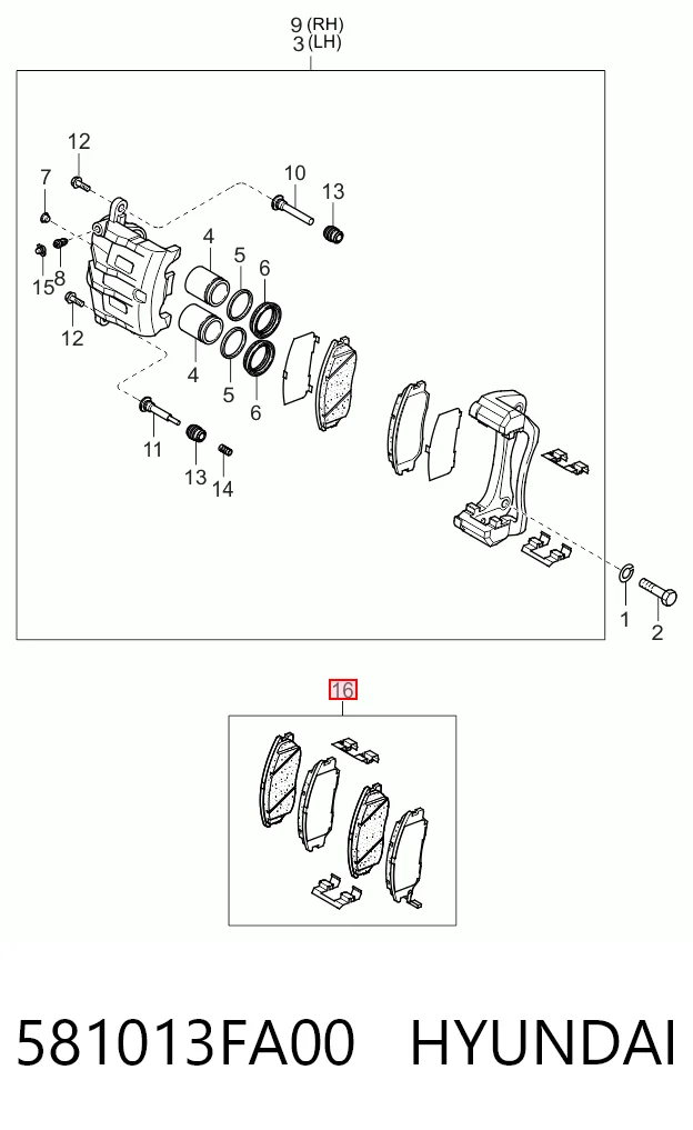 581013FA00 Hyundai/Kia Колодки передние