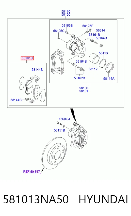 581013NA50 Hyundai/Kia Колодки передние