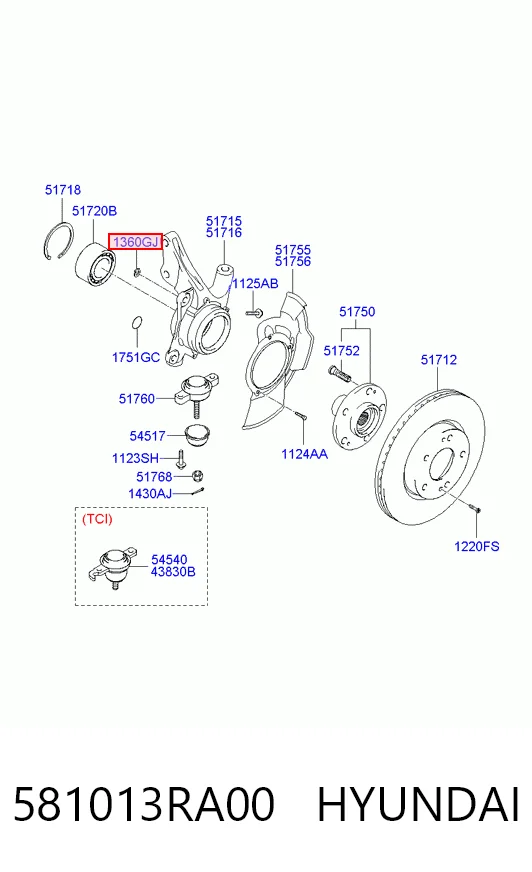581013RA00 Hyundai/Kia Колодки передние