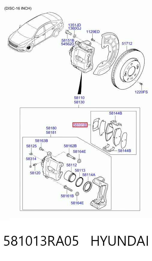 581013RA05 Hyundai/Kia Колодки передние
