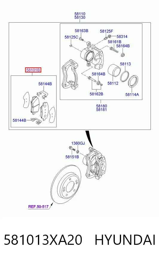 581013XA20 Hyundai/Kia Колодки передние