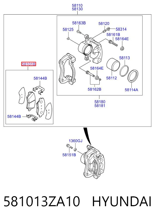 581013ZA10 Hyundai/Kia Колодки передние