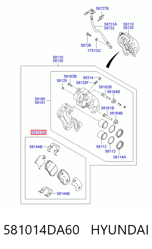581014DA60 Hyundai/Kia Колодки передние
