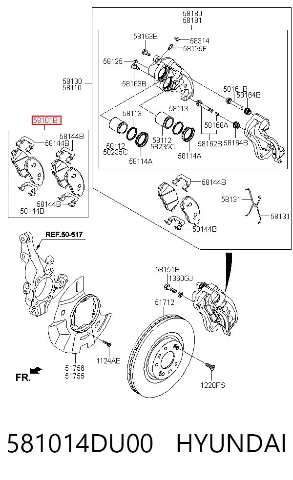 581014DU00 Hyundai/Kia Колодки передние