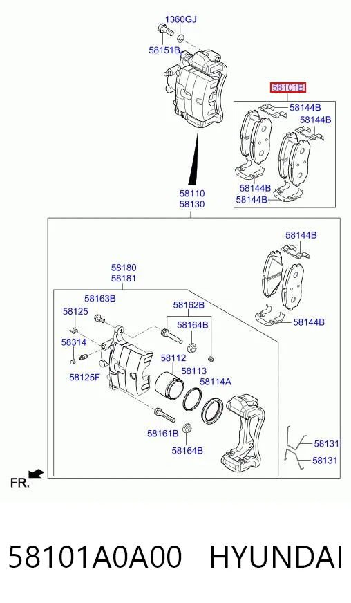 58101A0A00 Hyundai/Kia Колодки передние