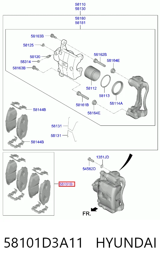 58101D3A11 Hyundai/Kia Колодки передние