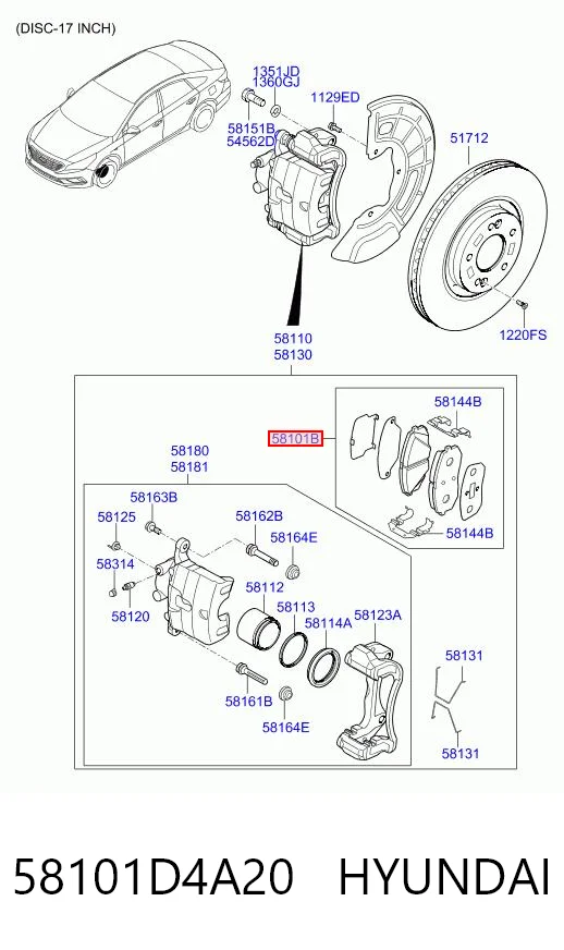 58101D4A20 Hyundai/Kia Колодки передние