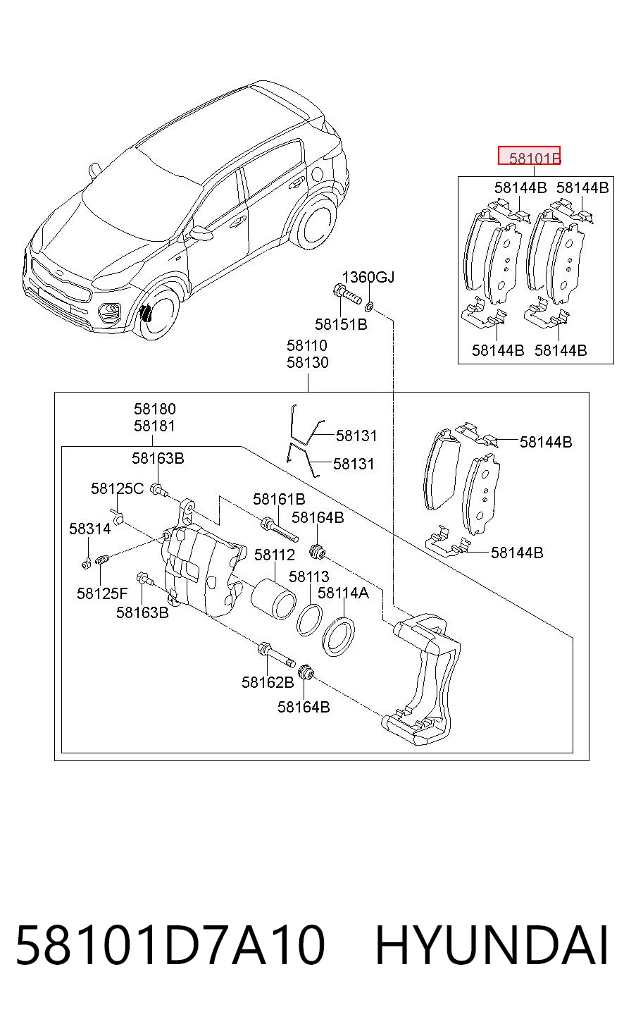 58101D7A10 Hyundai/Kia Колодки передние