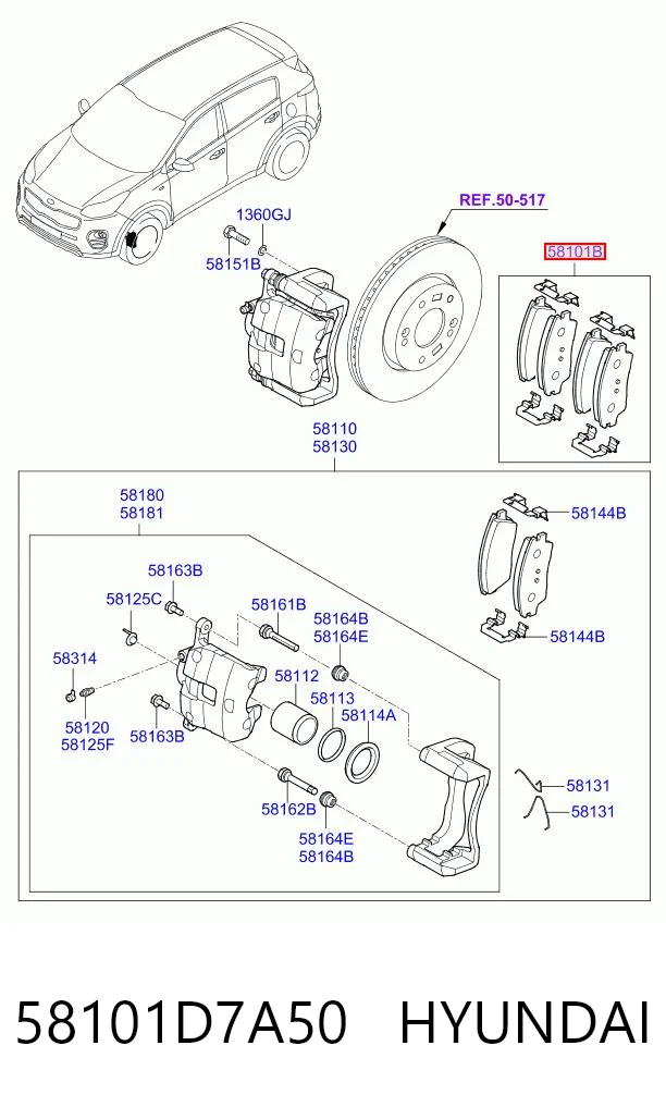 58101D7A50 Hyundai/Kia Колодки передние