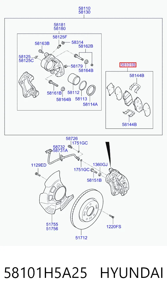 58101H5A25 Hyundai/Kia