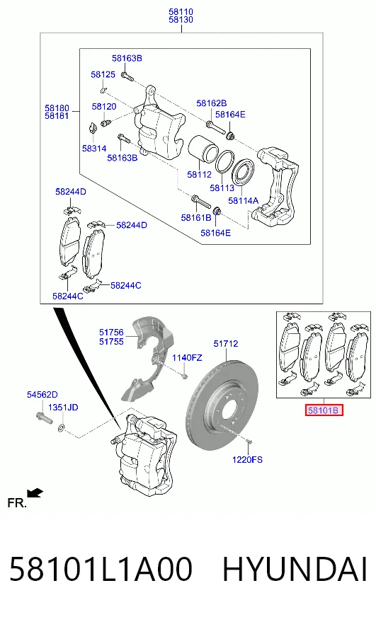 58101L1A00 Hyundai/Kia Колодки передние