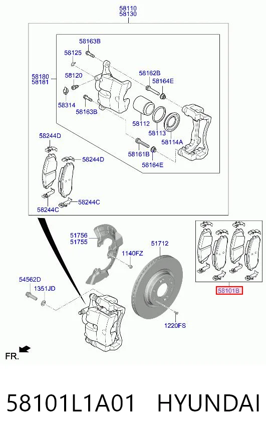 58101L1A01 Hyundai/Kia Колодки передние