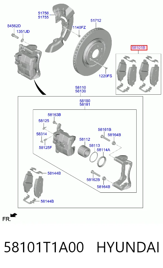 58101T1A00 Hyundai/Kia Колодки передние
