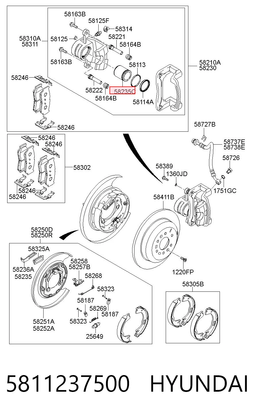5811237500 Hyundai/Kia Поршень тормозного суппорта переднего