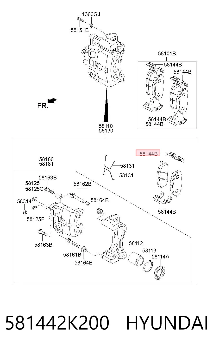 581442K200 Hyundai/Kia Комплект пружинок крепления дисковых передних колодок