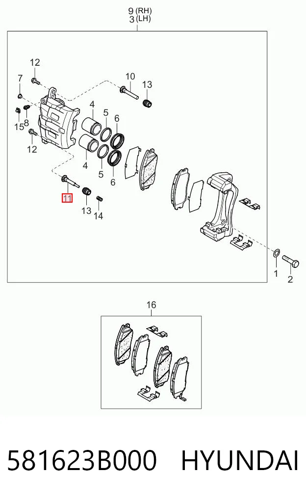 581623B000 Hyundai/Kia Направляющая суппорта переднего верхняя