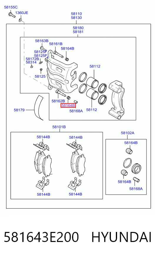 581643E200 Hyundai/Kia Пыльник направляющей суппорта тормозного переднего