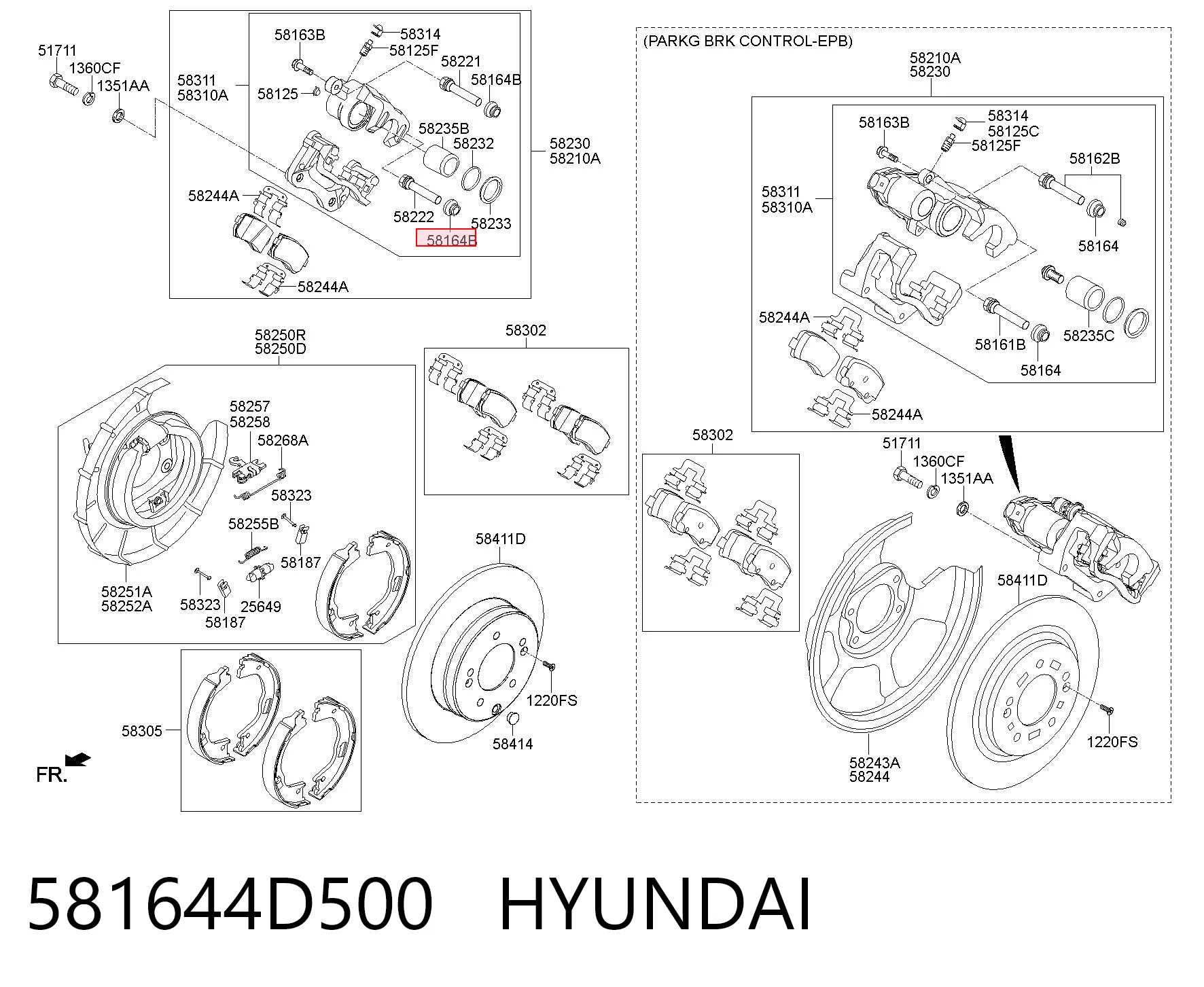 581644D500 Hyundai/Kia Пыльник направляющей суппорта тормозного заднего