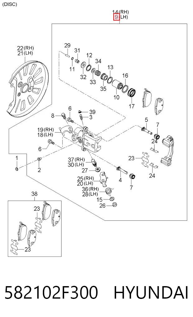 582102F300 Hyundai/Kia Тормозной суппорт задний левый