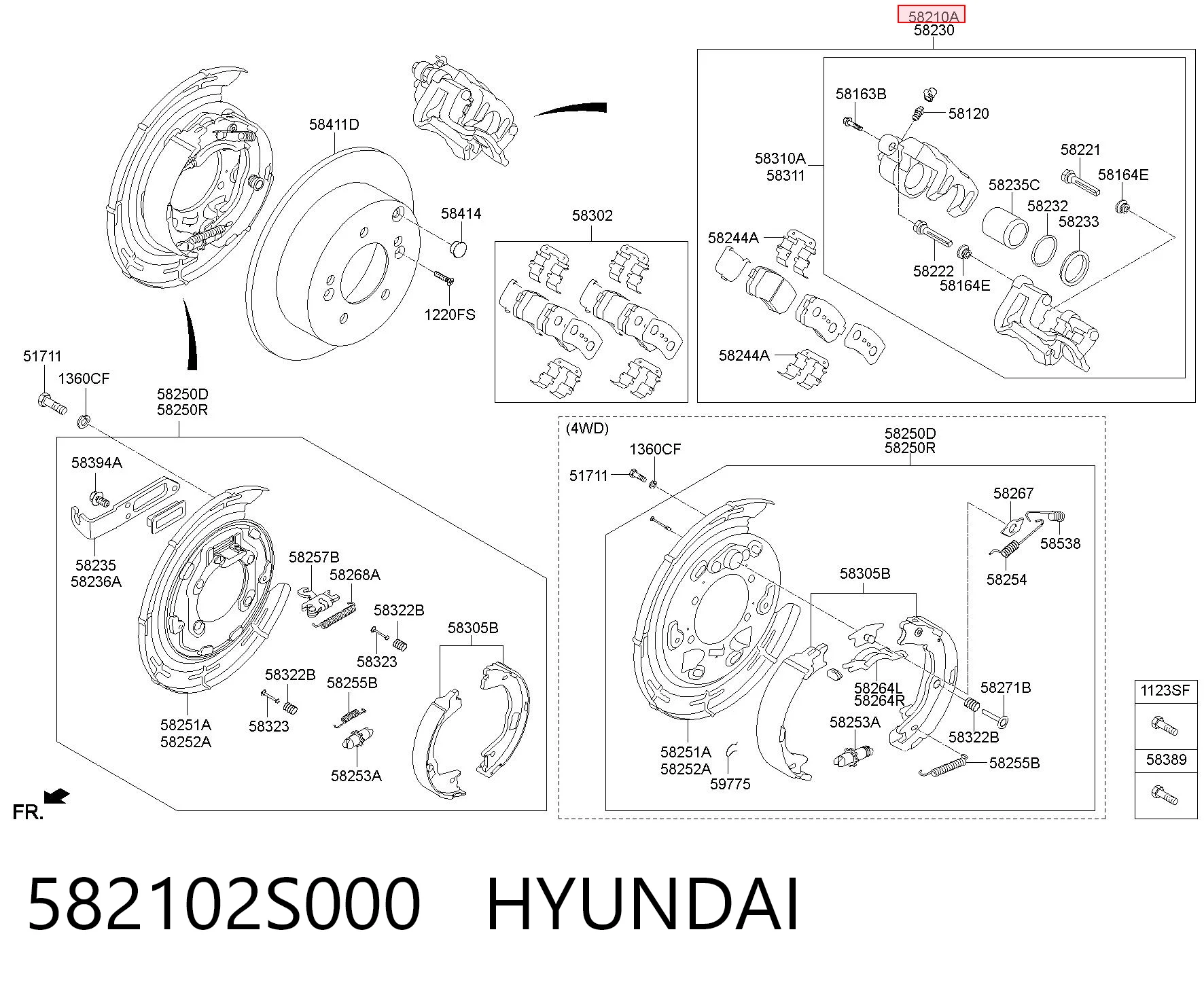 582102S000 Hyundai/Kia Тормозной суппорт задний левый