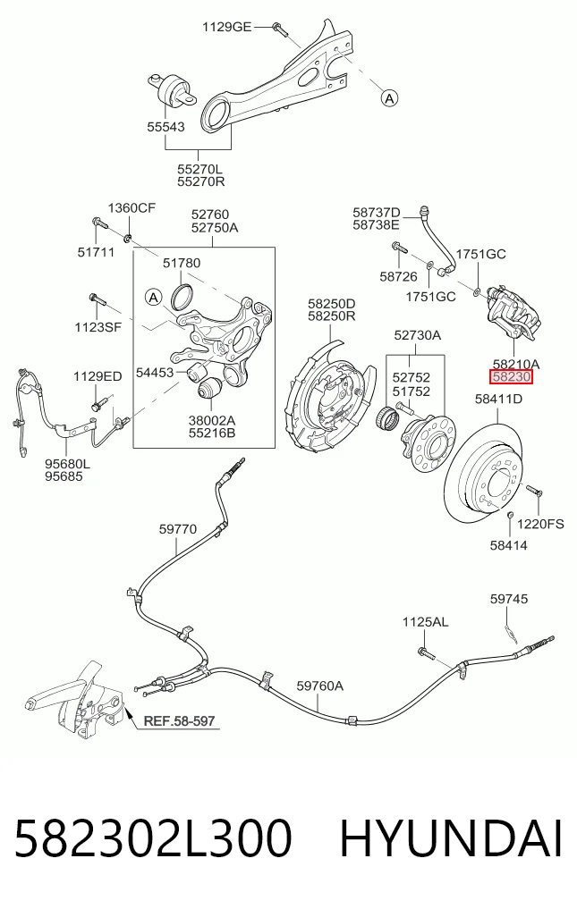 582302L300 Hyundai/Kia Суппорт тормозной задний правый