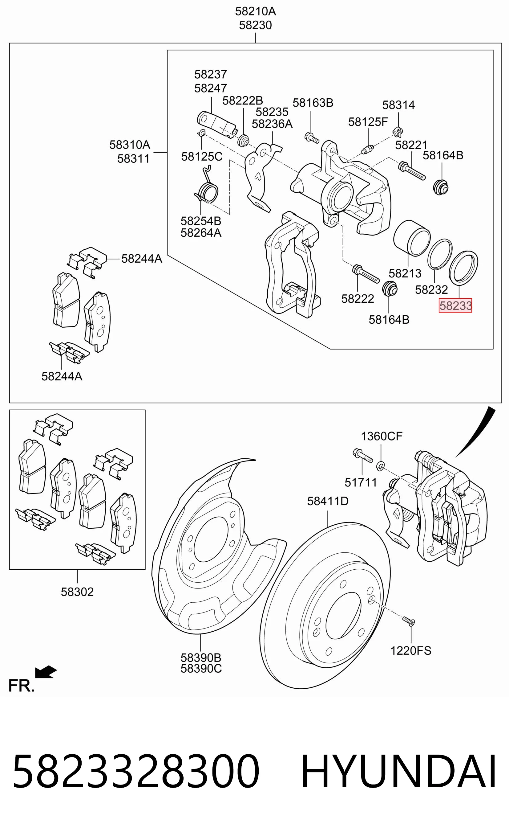 5823328300 Hyundai/Kia Пыльник поршння заднего тормозного суппорта