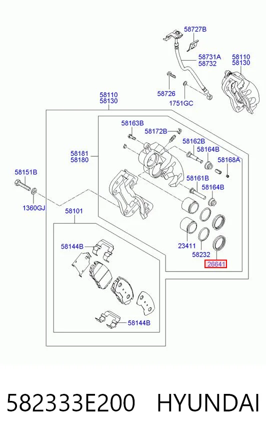 582333E200 Hyundai/Kia Ремкомплект суппорта тормозного, переднего