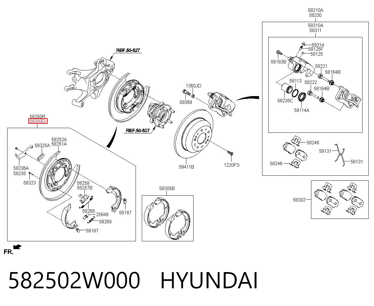 582502W000 Hyundai/Kia Тормозные колодки ручника