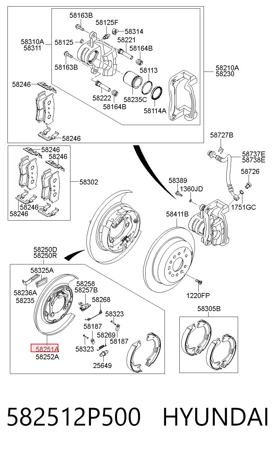 582512P500 Hyundai/Kia Пыльник тормозного диска заднего левый