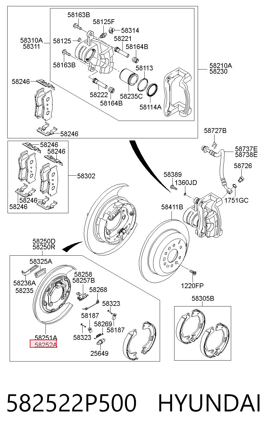 582522P500 Hyundai/Kia Пыльник тормозного диска заднего правый
