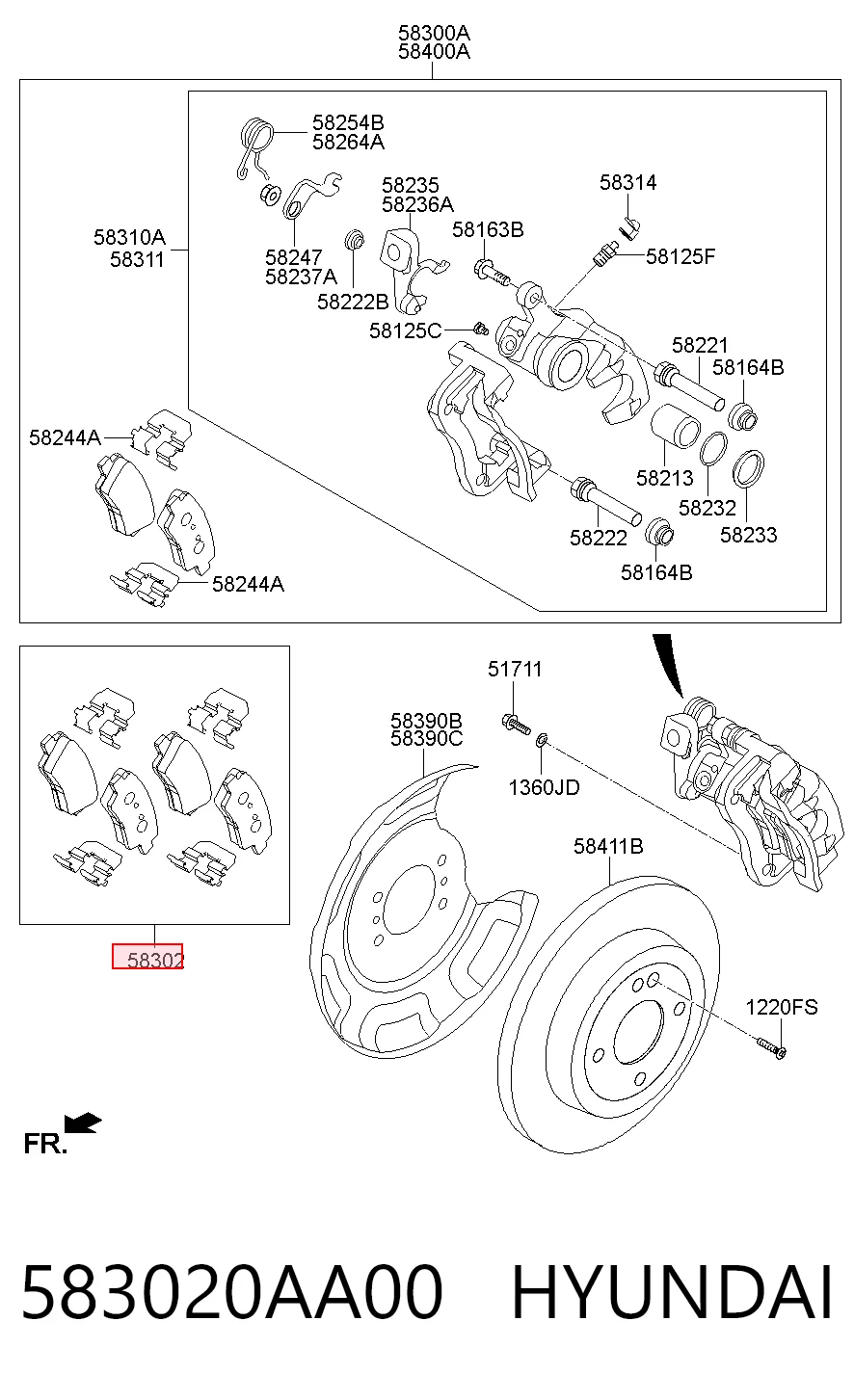 583020AA00 Hyundai/Kia Колодки тормозные дисковые комплект