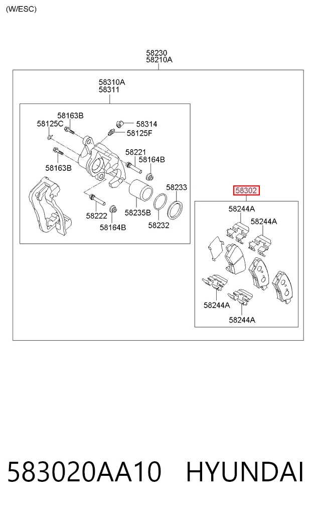 583020AA10 Hyundai/Kia Колодки тормозные дисковые комплект